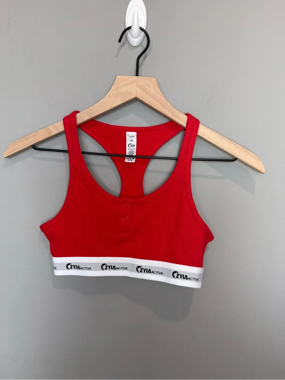 Zyia Active red ribbed biker shorts and matching sports bra XS - Picture 2 of 7